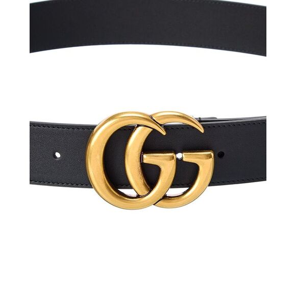 Gucci Double G Unisex Leather Belt, Black - Picture 2 of 3